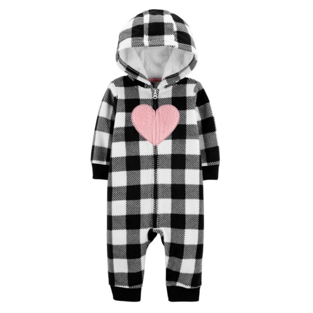 NWOT Carter's Heart Zip Up Fleece Jumpsuit